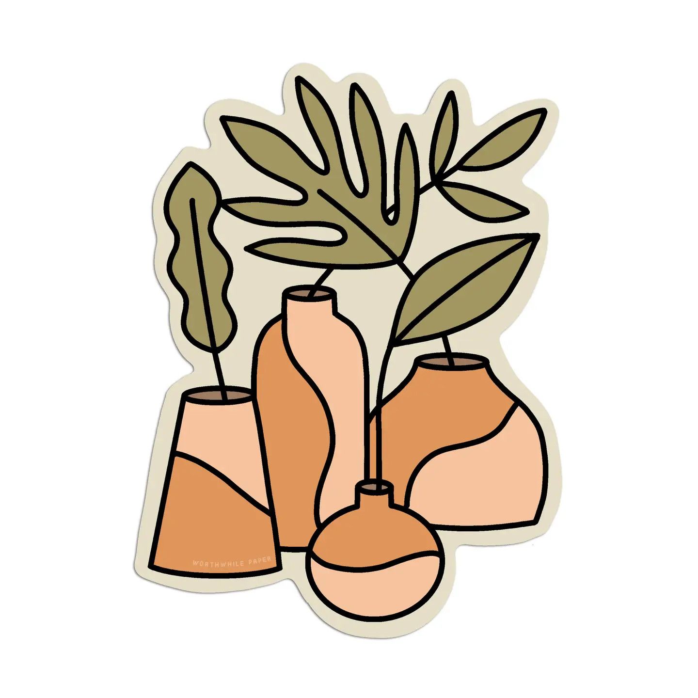 Leaves &amp; Vases Die Cut Sticker