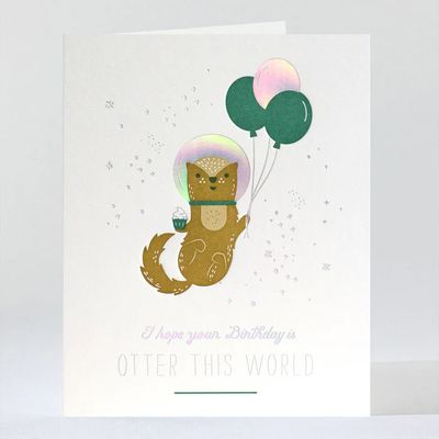 Otter this World Letterpress Birthday Card