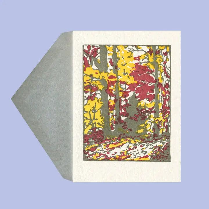 Saturn Press Autumn Road Letterpress Card