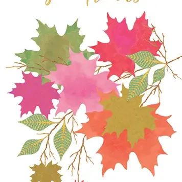Give Thanks Fall Leaves Thanksgiving Card
