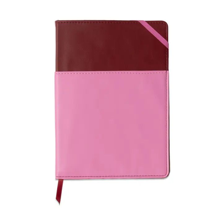 Vegan Leather Journal - Burgundy &amp; Pink