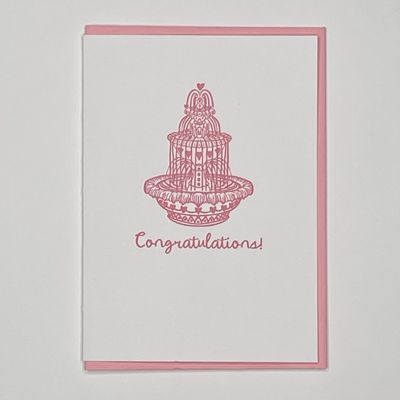 Love Fountain Letterpress Greeting Card