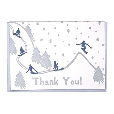 Ski Thank You Letterpress Greeting Card