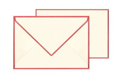 Original Crown Mill Edge Note Card Box - Cream/Red