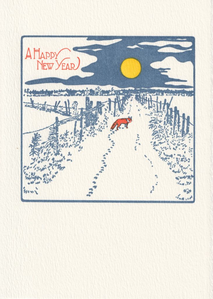 New Year Fox Letterpress Holiday Cards (box of 8)