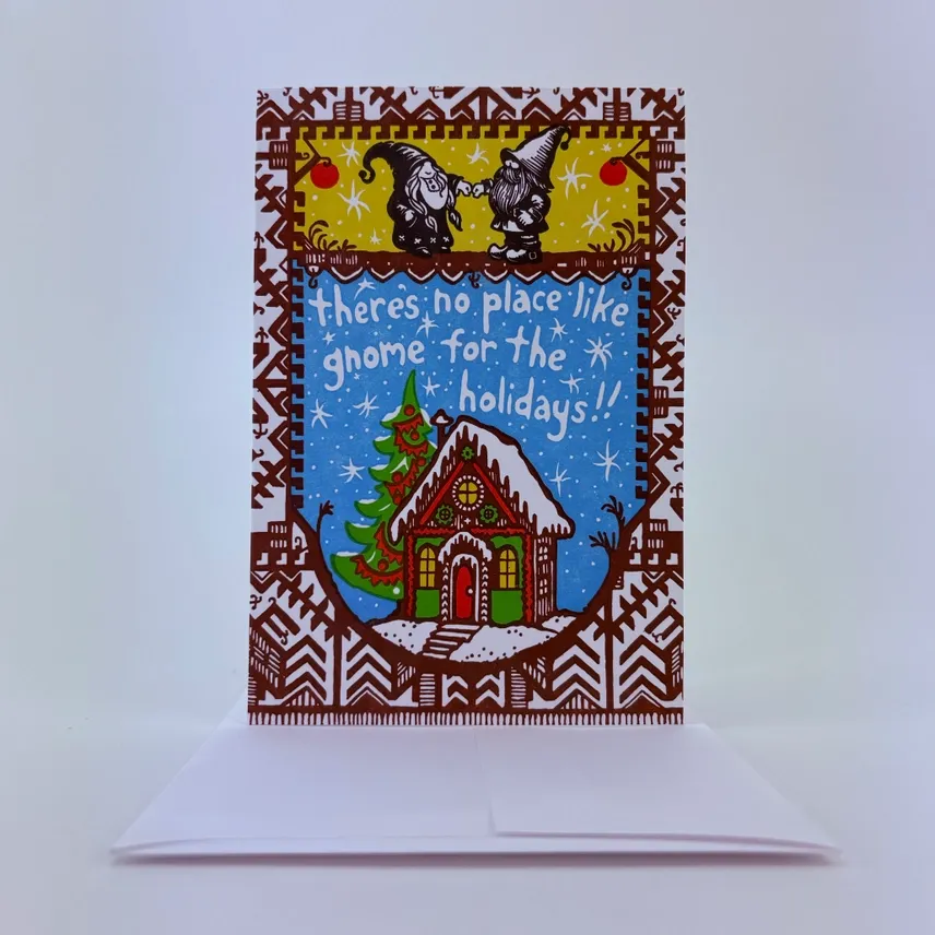 There's No Place Like Gnome for the Holidays Letterpress Cards (box of 6)