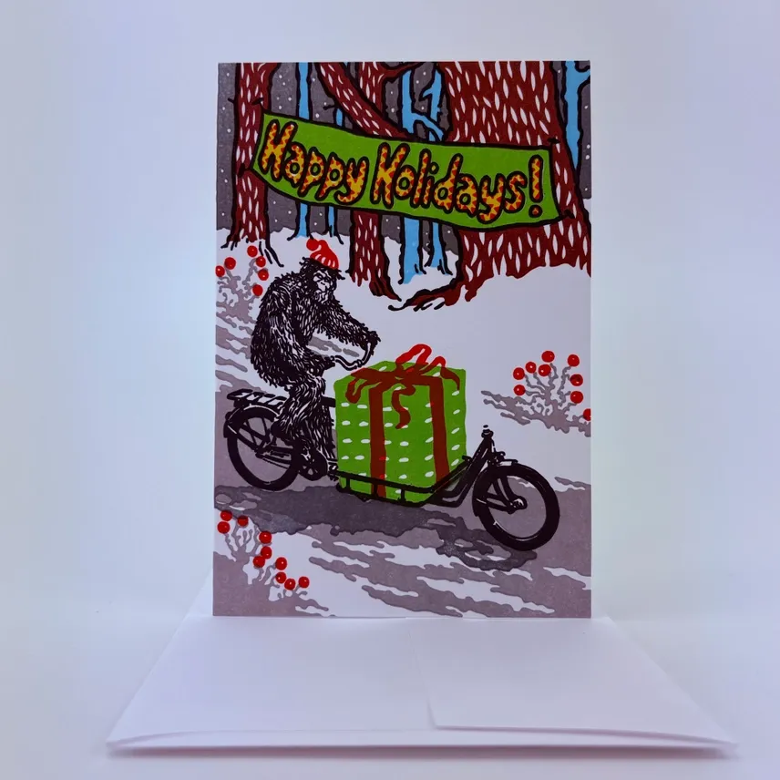 Holiday Special Delivery. Sasquatch Express! Letterpress Cards (box of 6)