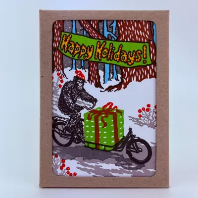 Holiday Special Delivery. Sasquatch Express! Letterpress Cards (box of 6)