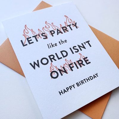 World On Fire Letterpress Birthday Card