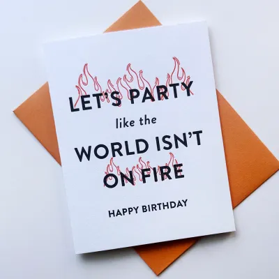 World On Fire Letterpress Birthday Card