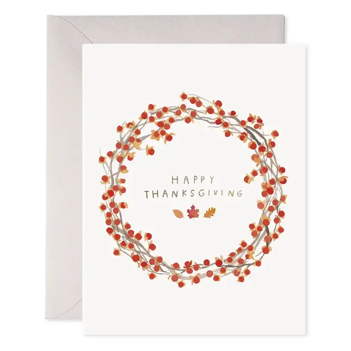 Autumn Berry Wreath Thanksgiving Card