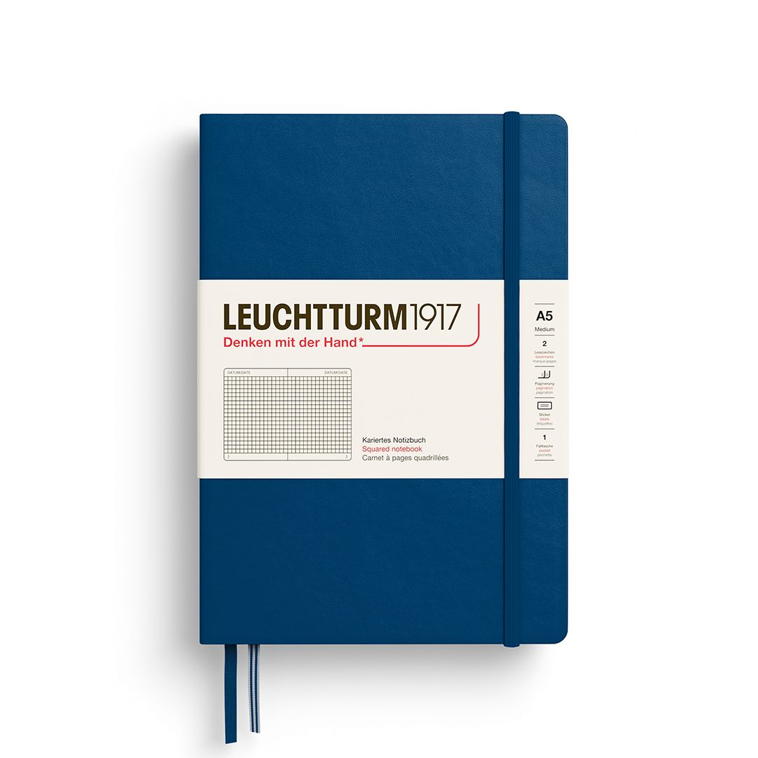 Leuchtturm1917 A5 Medium Hardcover Notebook - Indigo, Grid