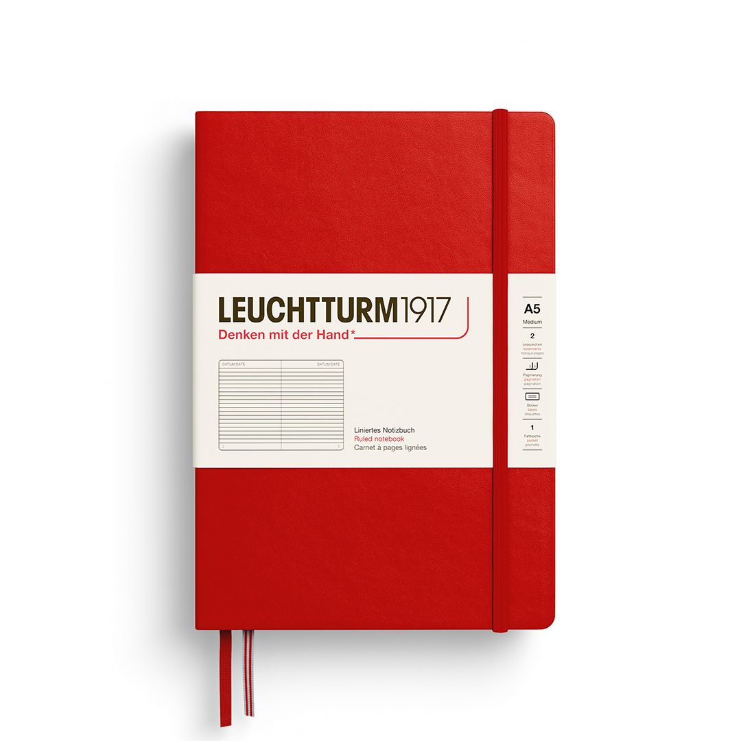 Leuchtturm1917 A5 Medium Hardcover Notebook - Cherry, Ruled