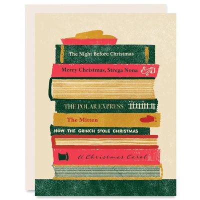 Stack of Christmas Books Cards (box of 6)