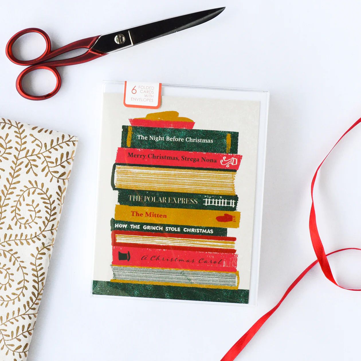 Stack of Christmas Books Cards (box of 6)