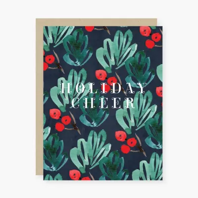 Watercolor Holly Holiday Cheer Card