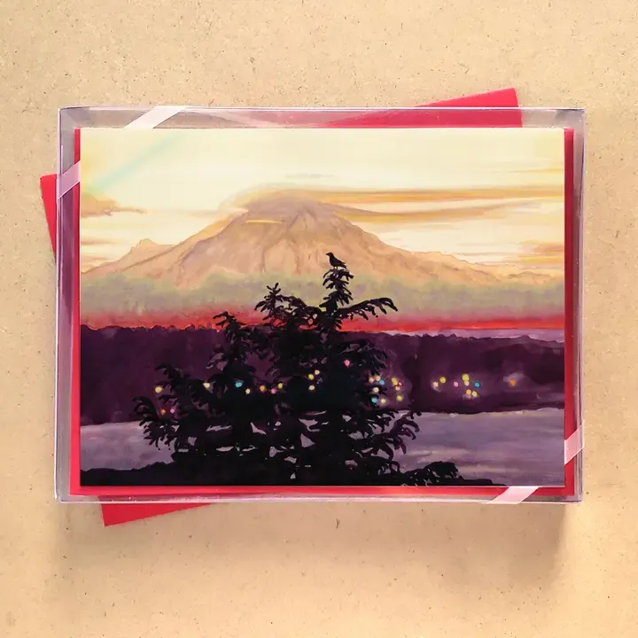 Bird's View Of Mt Rainier Holiday Cards (box of 10)
