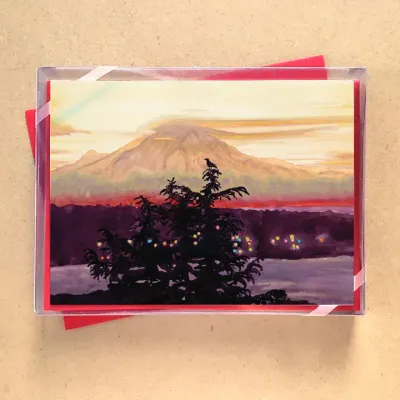 Bird's View Of Mt Rainier Holiday Cards (box of 10)