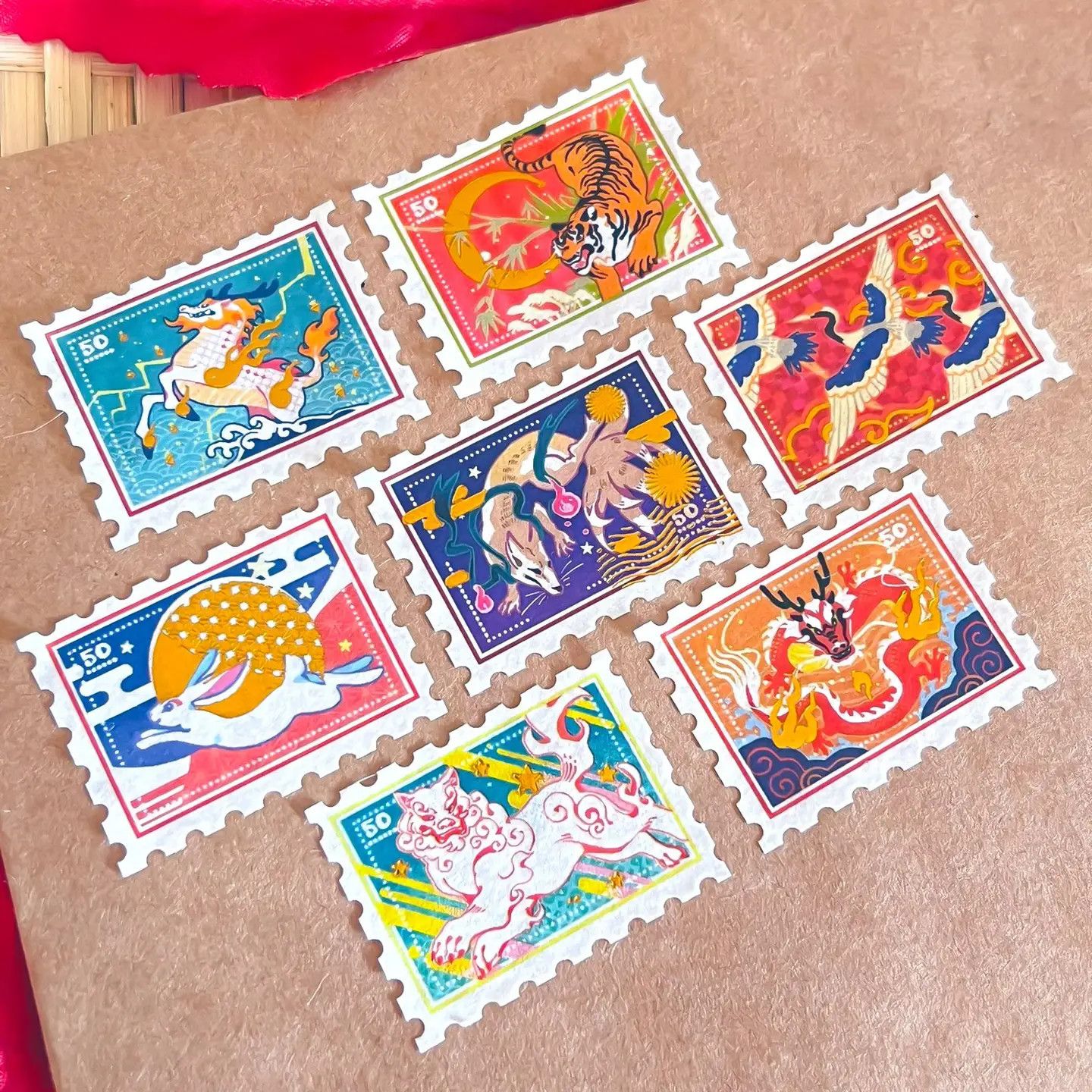 Gold Foil Mythical Creatures Stamp Washi Tape