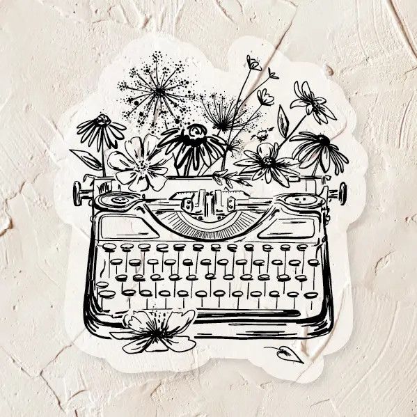 Flourish Floral Typewriter Sticker
