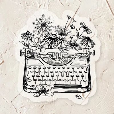 Flourish Floral Typewriter Sticker