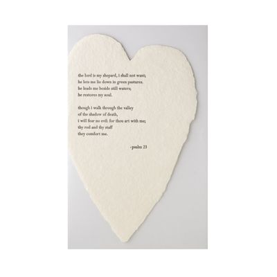 Psalm 23 Letterpress Deckled Heart Card