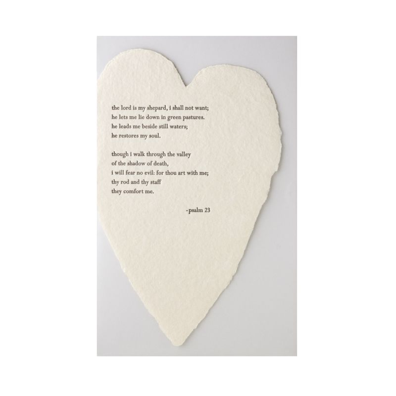 Psalm 23 Letterpress Deckled Heart Card