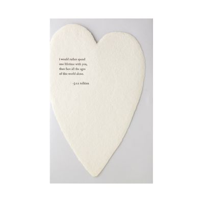 Tolkien Quote Letterpress Deckled Heart Card