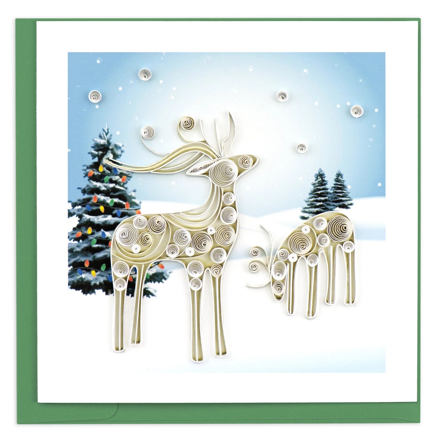 Snowy Reindeer Quilled Holiday Card