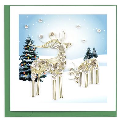 Snowy Reindeer Quilled Holiday Card