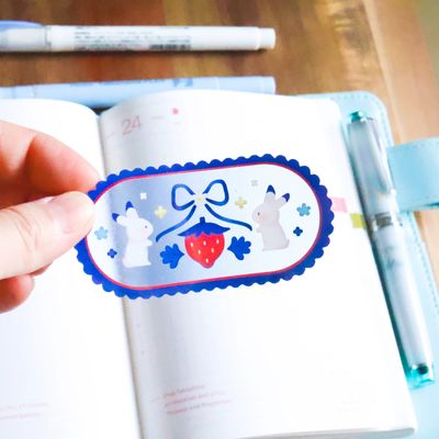 Vinyl Sticker (Transparent) Strawberry Bunnies