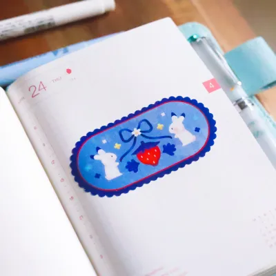 Vinyl Sticker (Transparent) Strawberry Bunnies