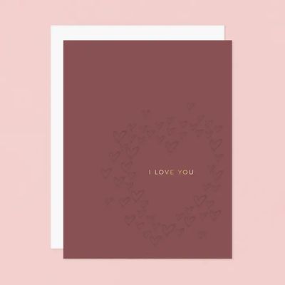Gathered Hearts I Love You Letterpress Card