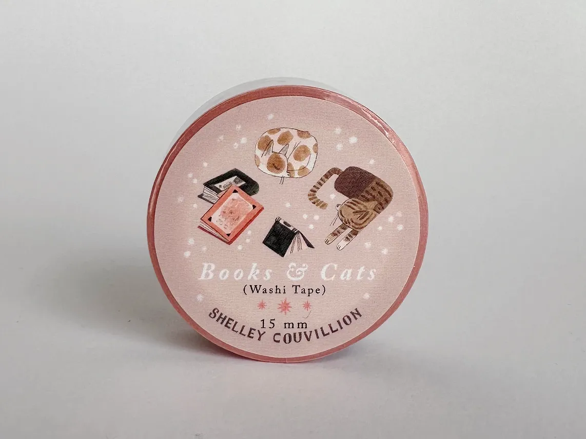 Pink Cats &amp; Books Washi Tape