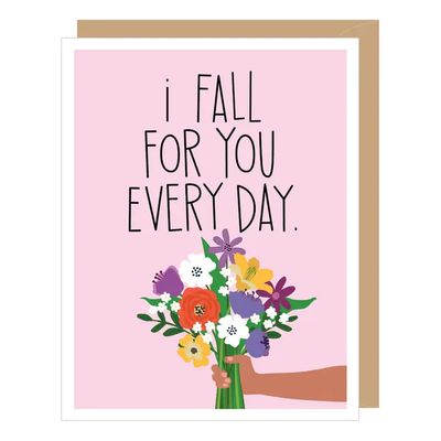 I Fall For You Every Day Valentine's Day Card