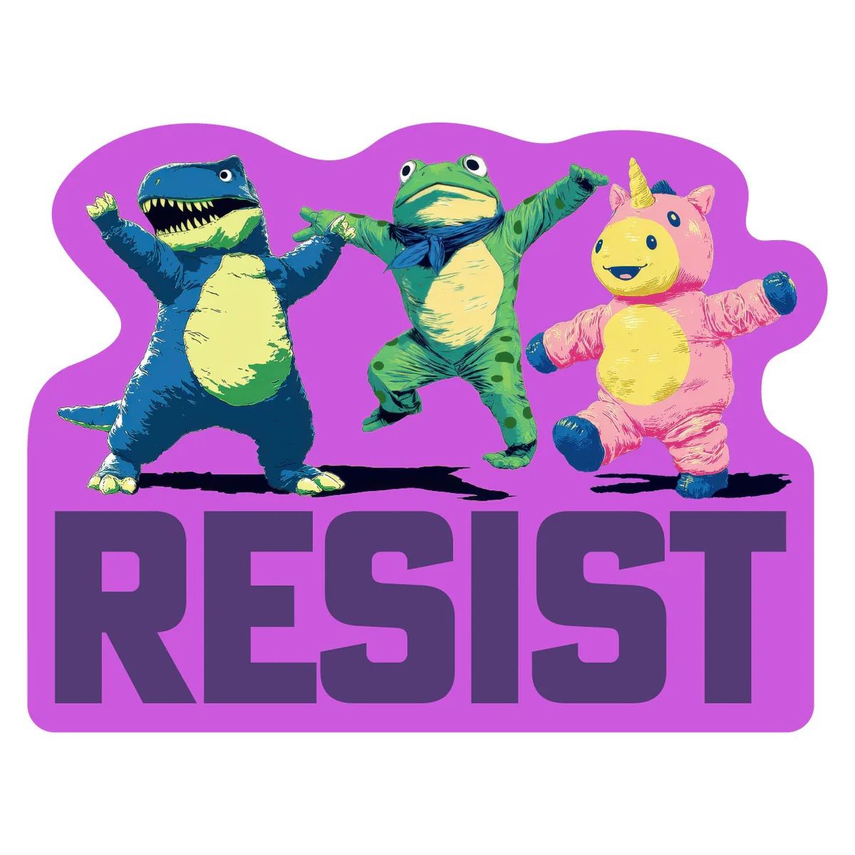Inflatable Frog, Dinosaur, Unicorn Resist - Social Justice Protest Sticker For Activists
