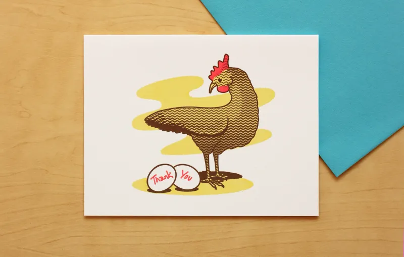 Chicken Thank You Letterpress Card
