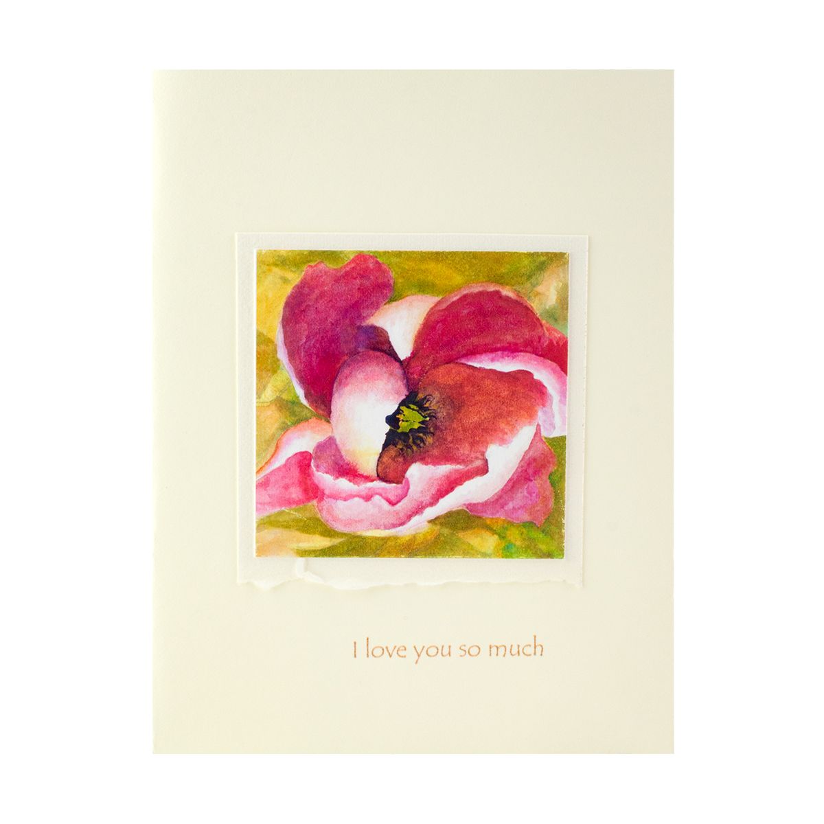 I Love You Peony Watercolor Greeting Card