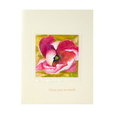 I Love You Peony Watercolor Greeting Card