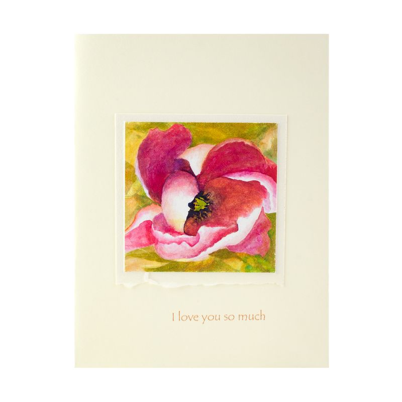 I Love You Peony Watercolor Greeting Card