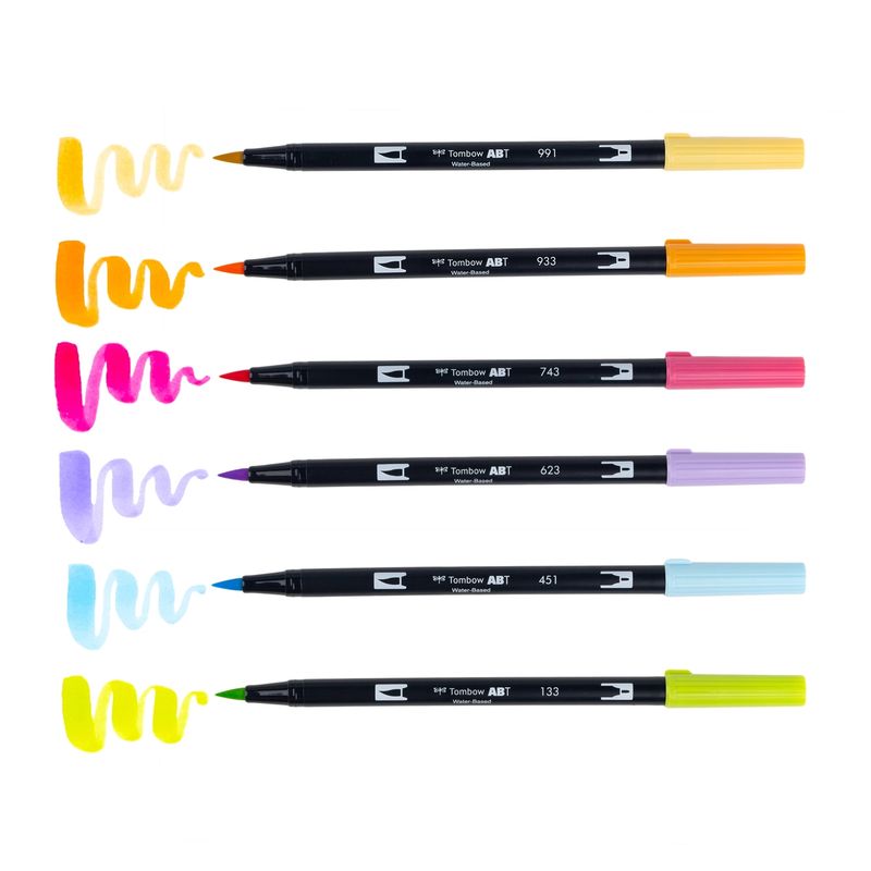 Dual Brush Pen Art Markers - Yay Sorbet (pack of 6)