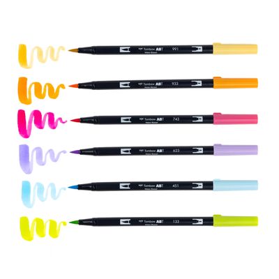 Dual Brush Pen Art Markers - Yay Sorbet (pack of 6)