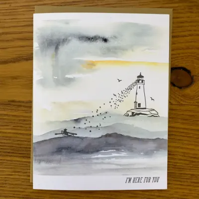 I'm Here For You Letterpress &amp; Watercolor Card