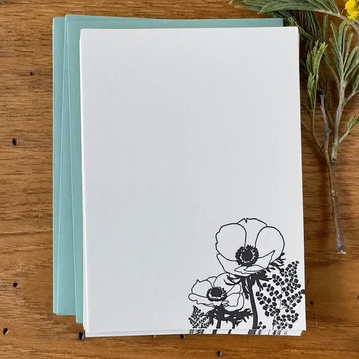 Anemones Letterpress Notecards (set of 10)