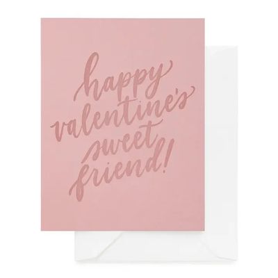 Happy Valentine's Sweet Friend Letterpress Valentine's Day Card