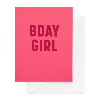 Pink Bday Girl Letterpress Card