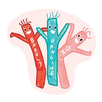 Barely Hanging On Wind Dancer Sticker