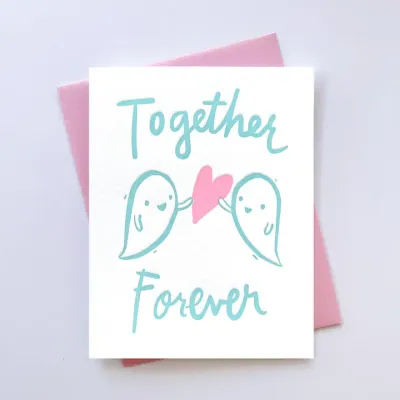 Together Forever Ghosts in Love Letterpress Card