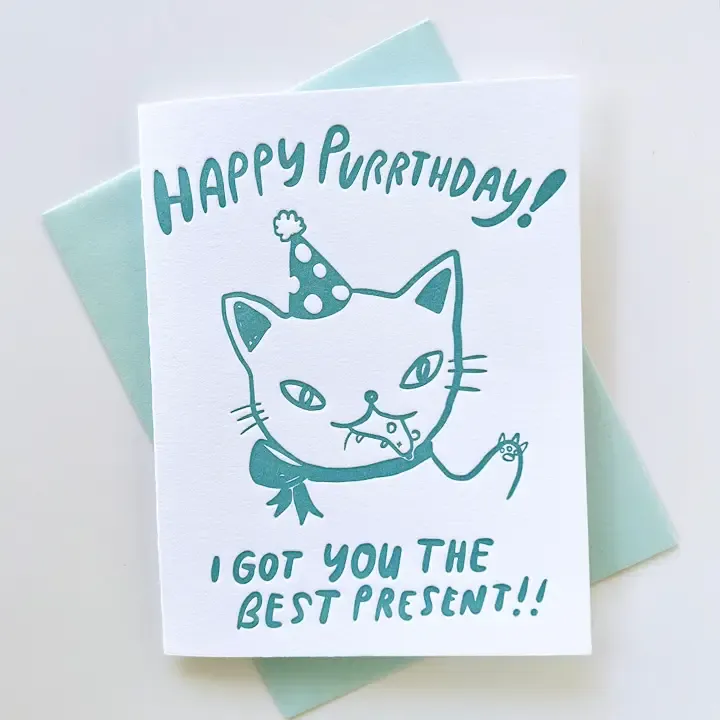 Happy Purrthday Letterpress Card