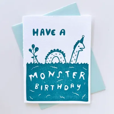 Monster Birthday Letterpress Card